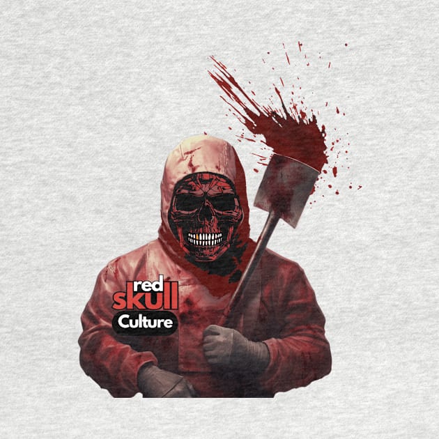 Red Skull Culture, Butcher Edition, Unisex t-shirt, Skull t-shirts, tees with skulls, horror culture, unique design, skull print by Clinsh Online 